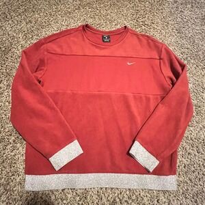 Nike Womens Fleece Crewneck Sweatshirt Red Silver Glitter Trim Small RN56323